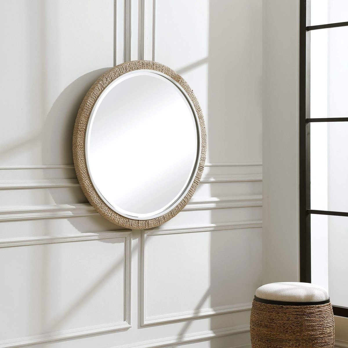 Carbets Round Banana Leaf Mirror - Uttermost - Round Mirrors by Modest Hut