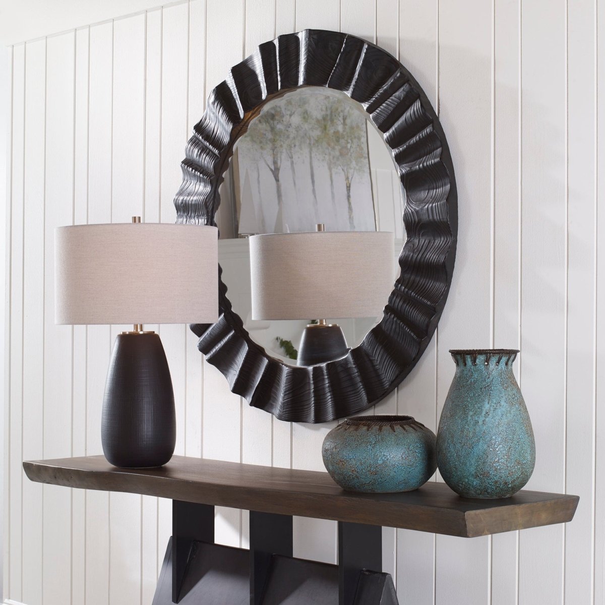 Caribou Dark Espresso Round Mirror - Uttermost - Round Mirrors by Modest Hut