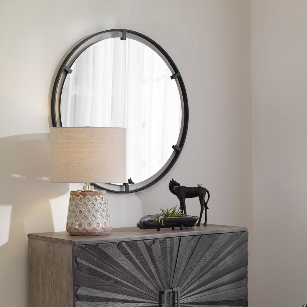 Cashel Round Iron Mirror - Uttermost - Round Mirrors by Modest Hut