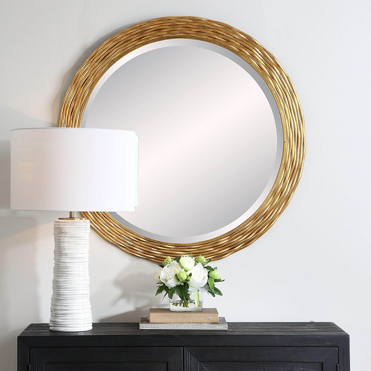 Celeste Gold Round Mirror - Uttermost - Round Mirrors by Modest Hut