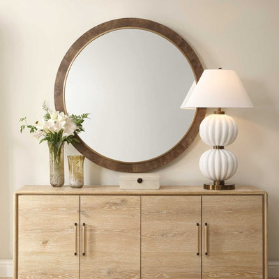 Cleveland Round Burl Wood Mirror - Round Mirrors