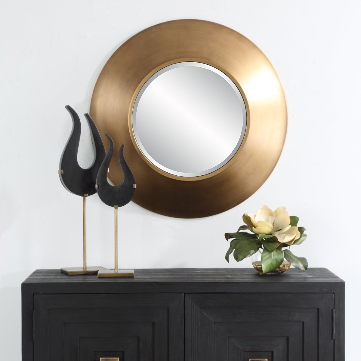 Contessa Round Gold Mirror - Uttermost - Round Mirrors by Modest Hut