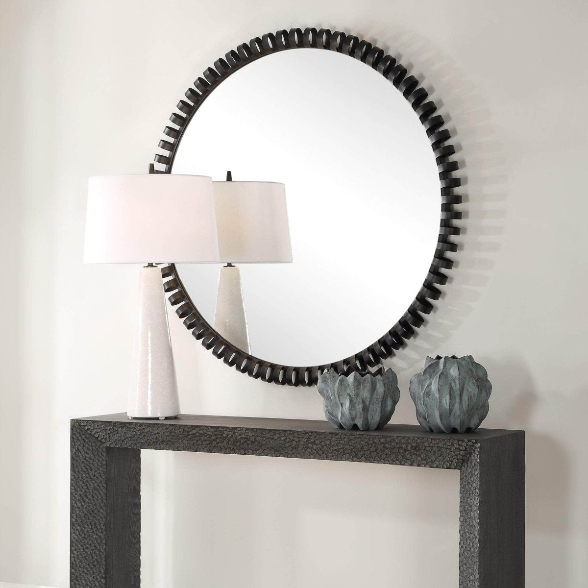 Corona Modern Round Mirror - Uttermost - Round Mirrors by Modest Hut