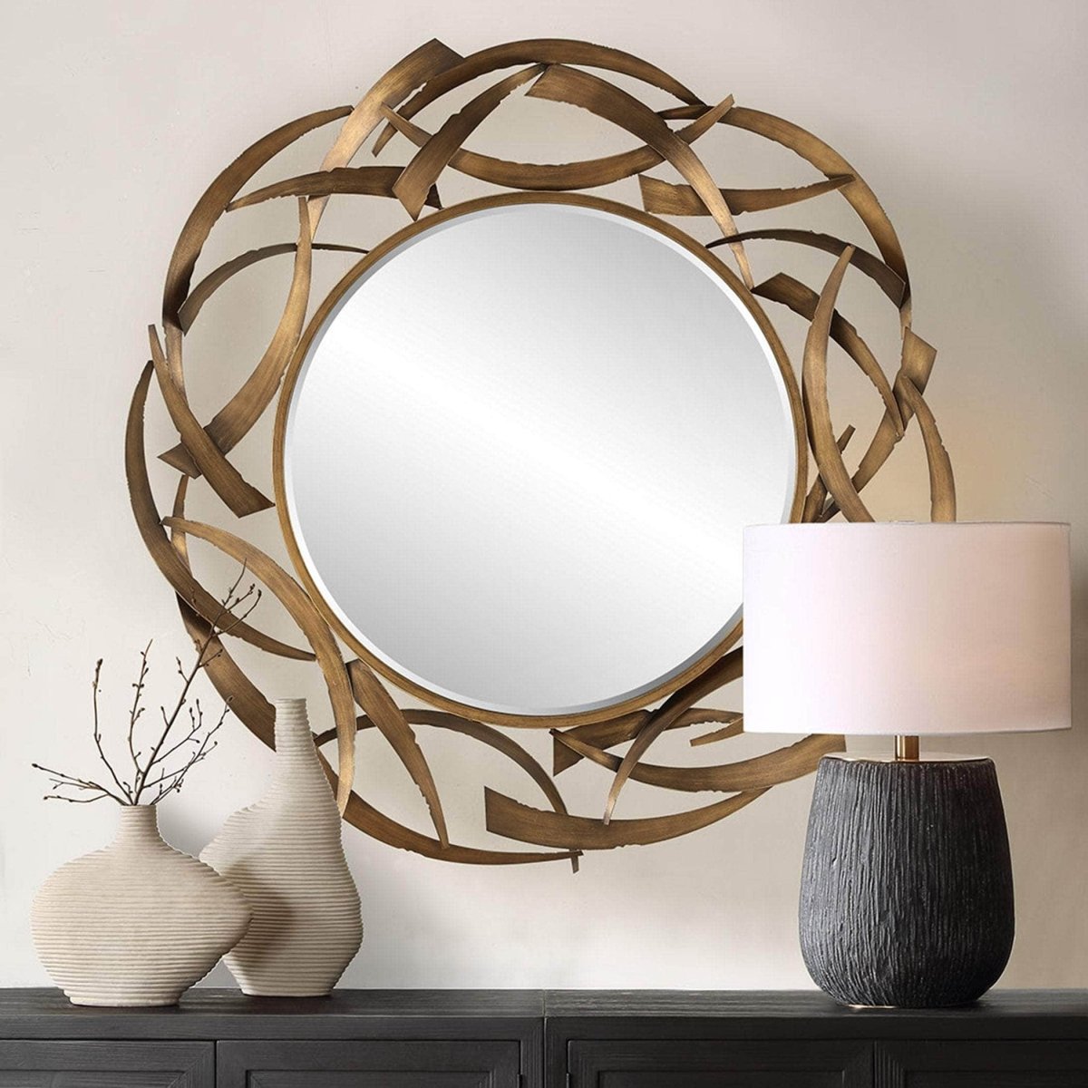 Cutting Edge Bronze Round Mirror - Uttermost - Round Mirrors by Modest Hut