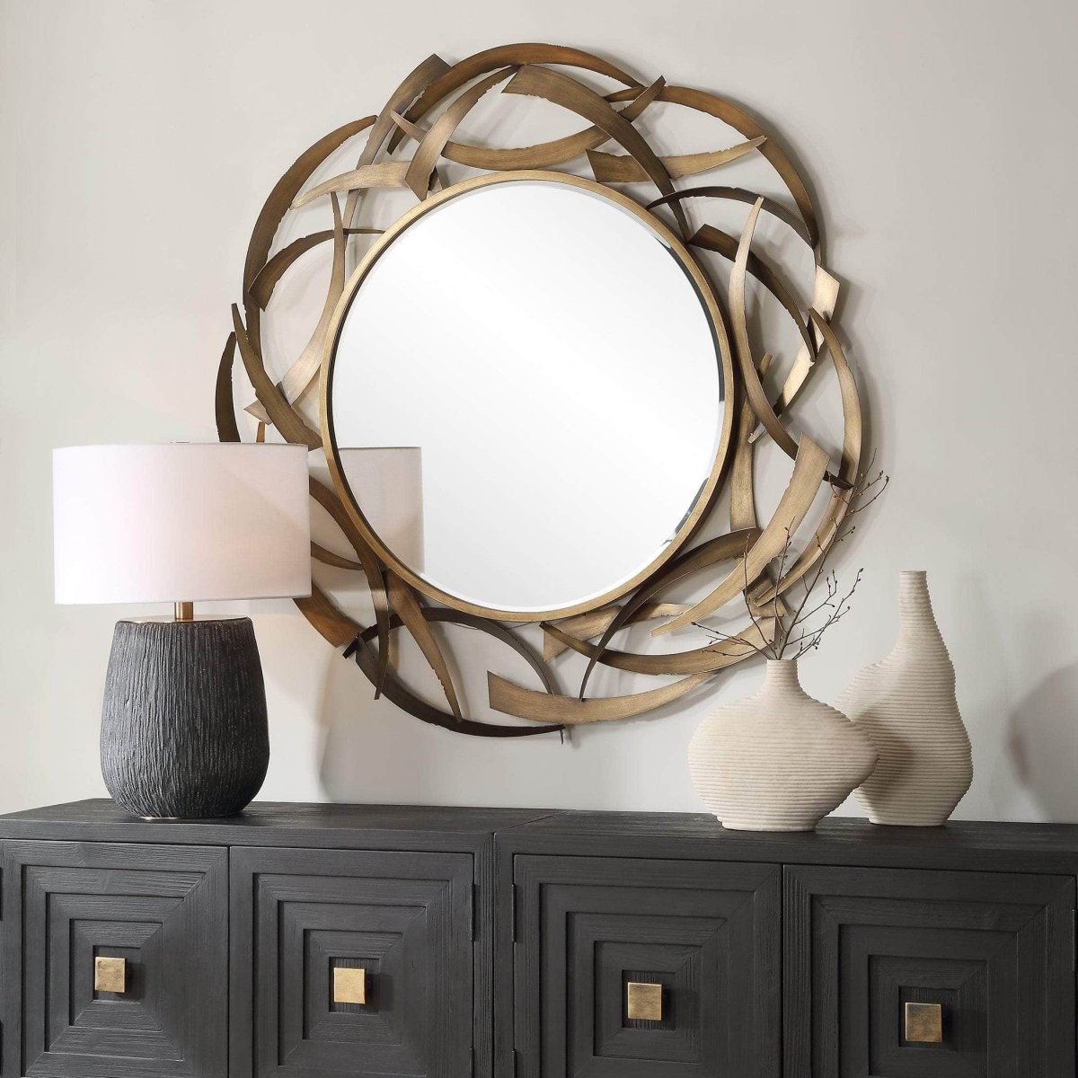 Cutting Edge Bronze Round Mirror - Uttermost - Round Mirrors by Modest Hut