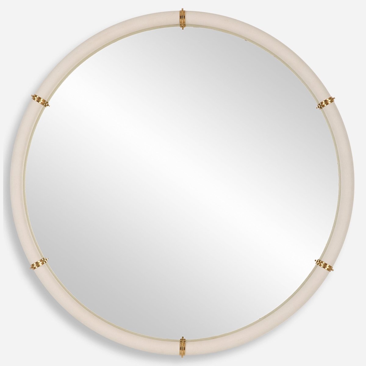 Cyprus White Round Mirror - Uttermost - Round Mirrors by Modest Hut