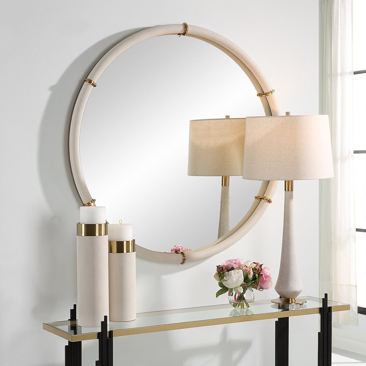 Cyprus White Round Mirror - Uttermost - Round Mirrors by Modest Hut