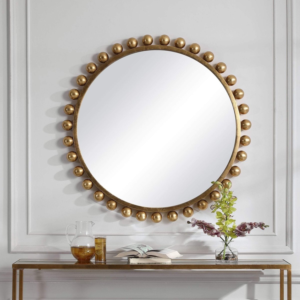 Cyra Gold Round Mirror - Uttermost - Round Mirrors by Modest Hut