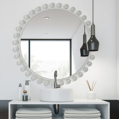 Cyra White Round Mirror - Uttermost - Round Mirrors by Modest Hut