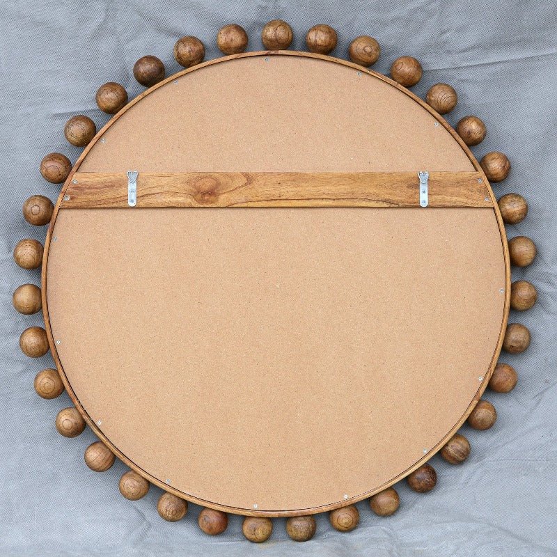 Cyra Wood Beaded Round Mirror - Uttermost - Round Mirrors by Modest Hut