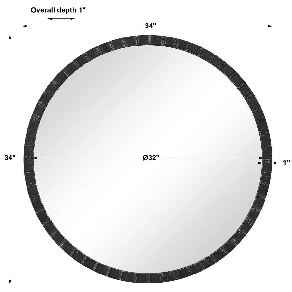 Dandridge Black Round Mirror - Uttermost - Round Mirrors by Modest Hut