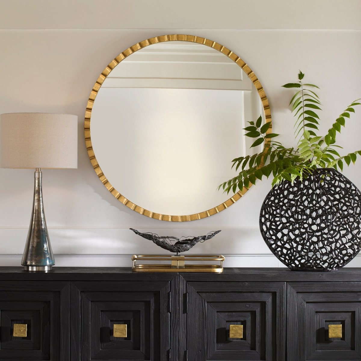 Dandridge Gold Round Mirror - Uttermost - Round Mirrors by Modest Hut