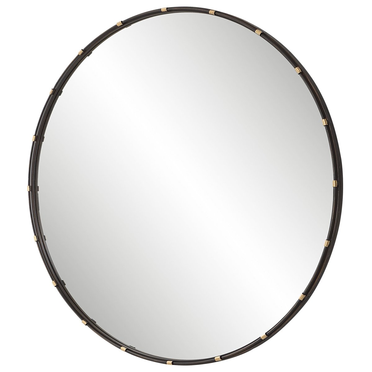 Dark Rich Bronze Round Metal Frame Mirror - Uttermost - Round Mirrors by Modest Hut