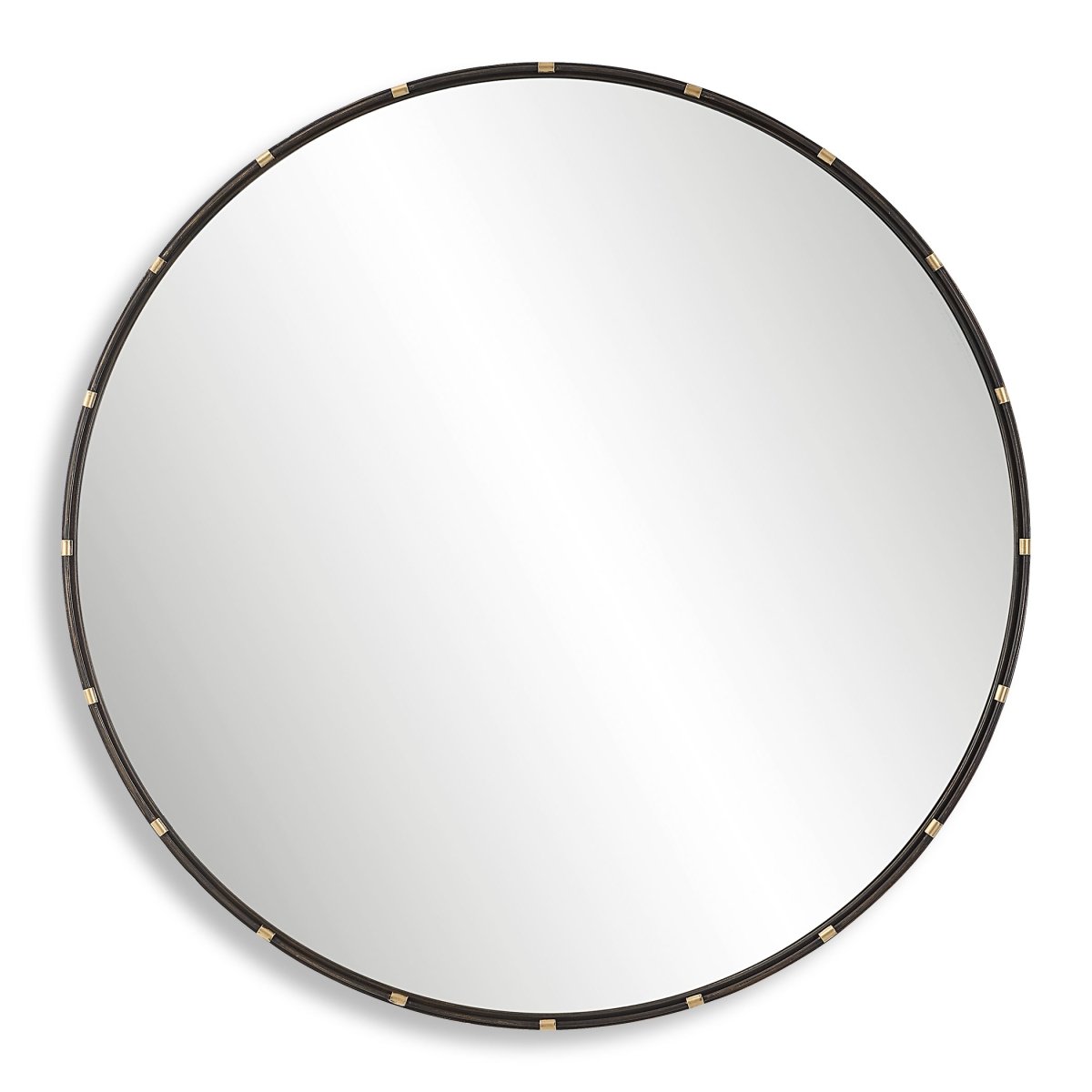 Dark Rich Bronze Round Metal Frame Mirror - Uttermost - Round Mirrors by Modest Hut