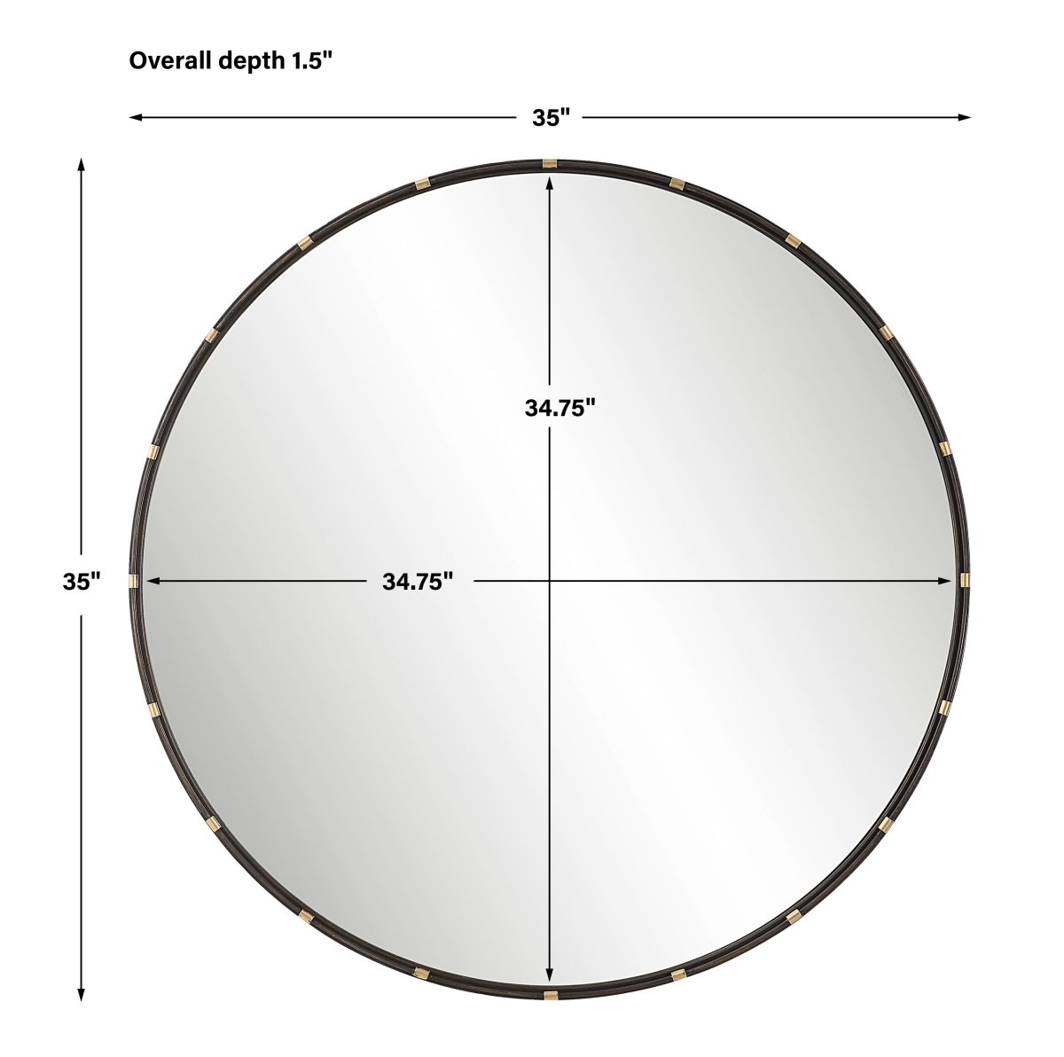 Dark Rich Bronze Round Metal Frame Mirror - Uttermost - Round Mirrors by Modest Hut