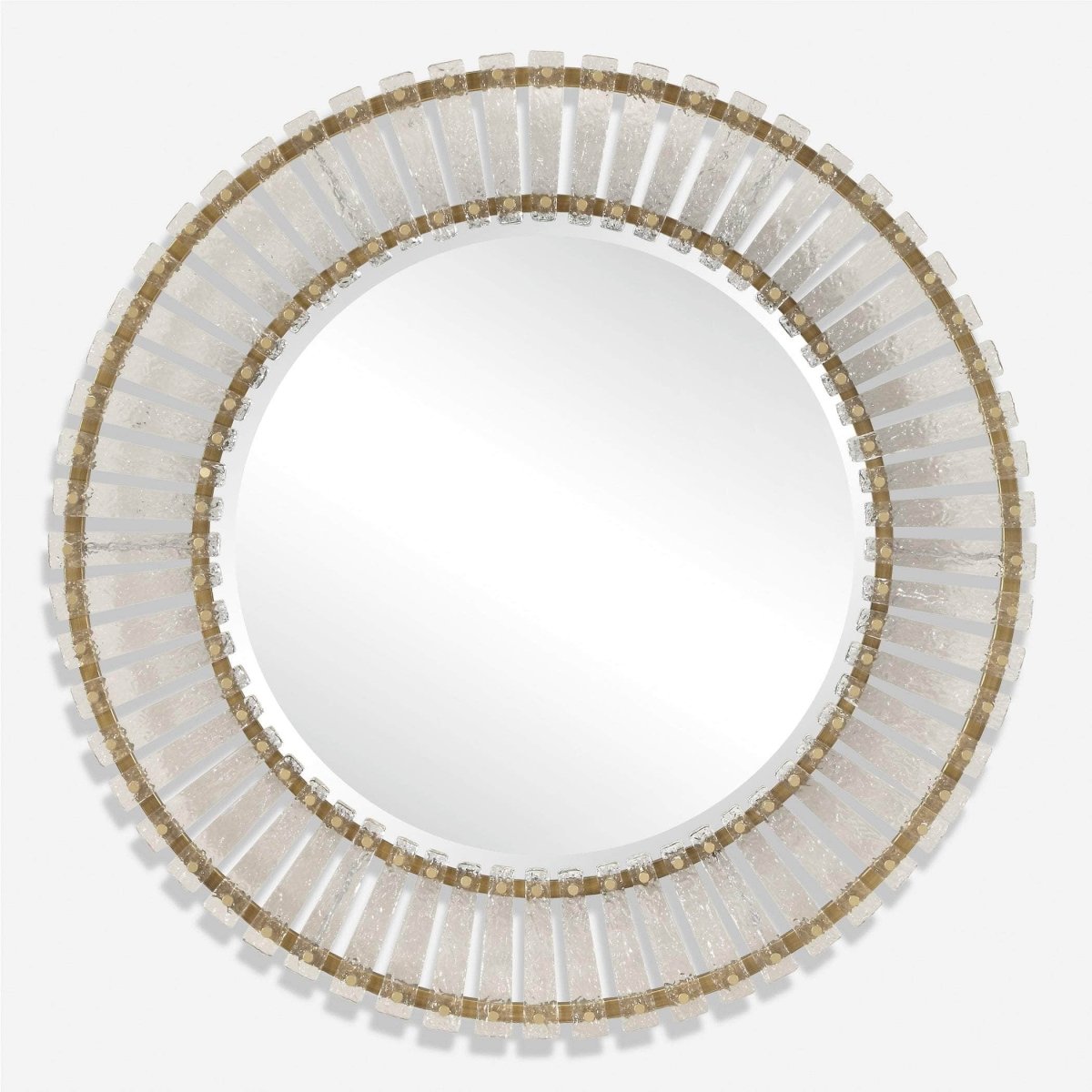 Denali Textured Glass Round Mirror - Uttermost - Round Mirrors by Modest Hut