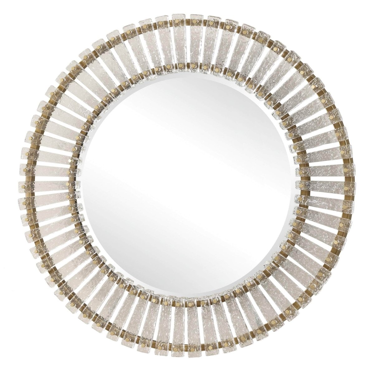 Denali Textured Glass Round Mirror - Uttermost - Round Mirrors by Modest Hut