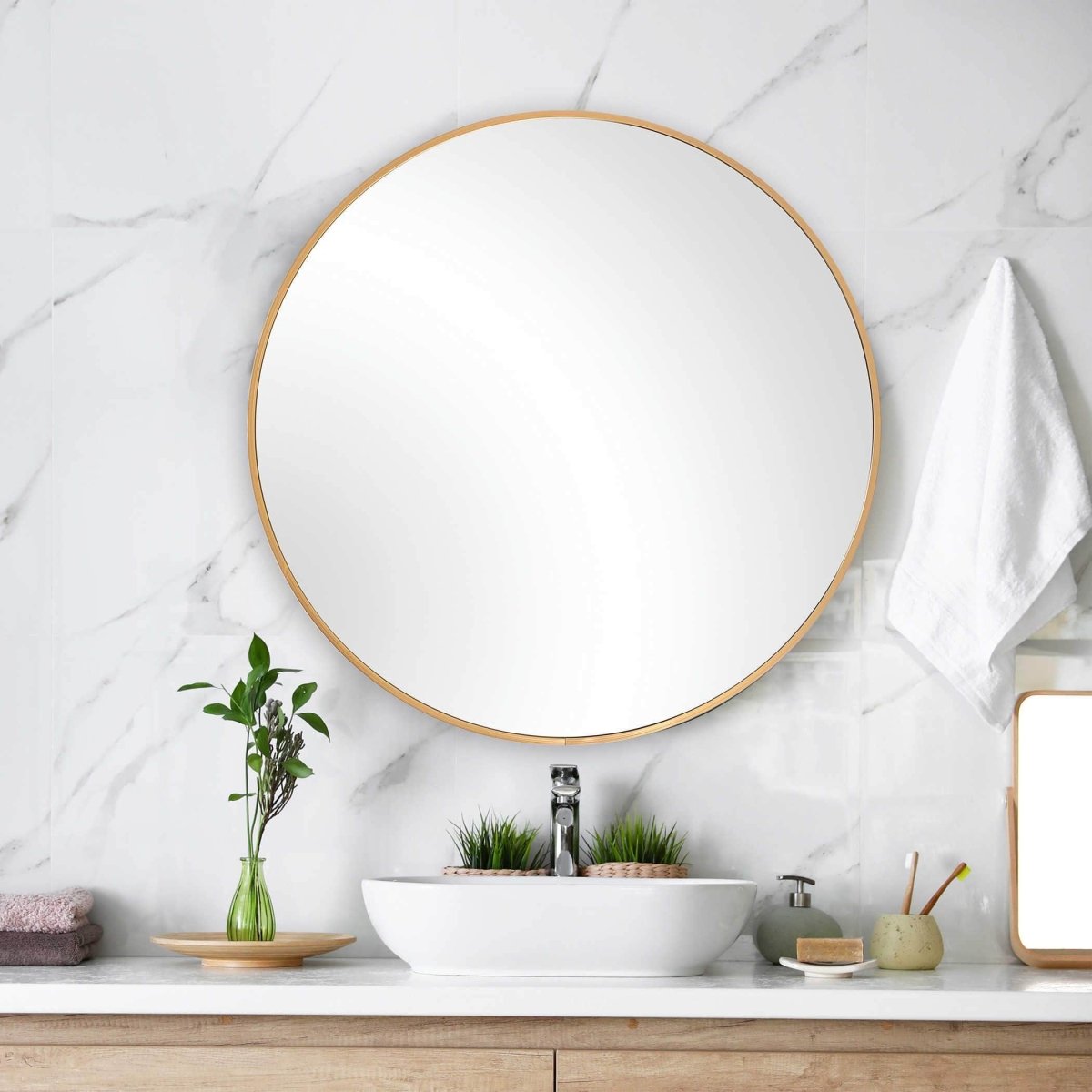 Gold Foy Mirror - Uttermost - Round Mirrors by Modest Hut