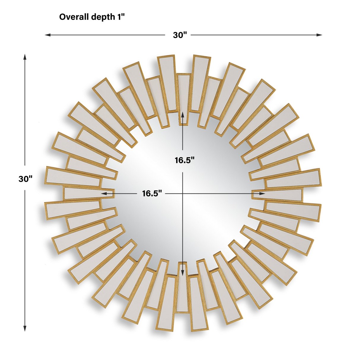 Gold Leaf Sunburst Design Statement Mirror - Uttermost - Round Mirrors by Modest Hut