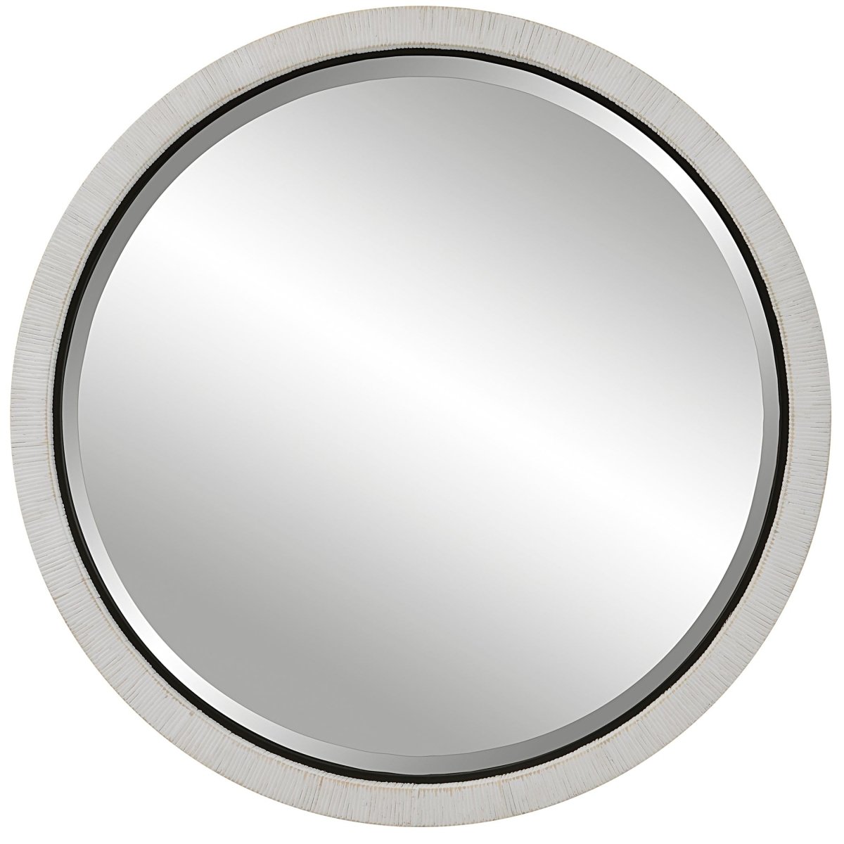 Granada Whitewash Round Mirror - Uttermost - Round Mirrors by Modest Hut