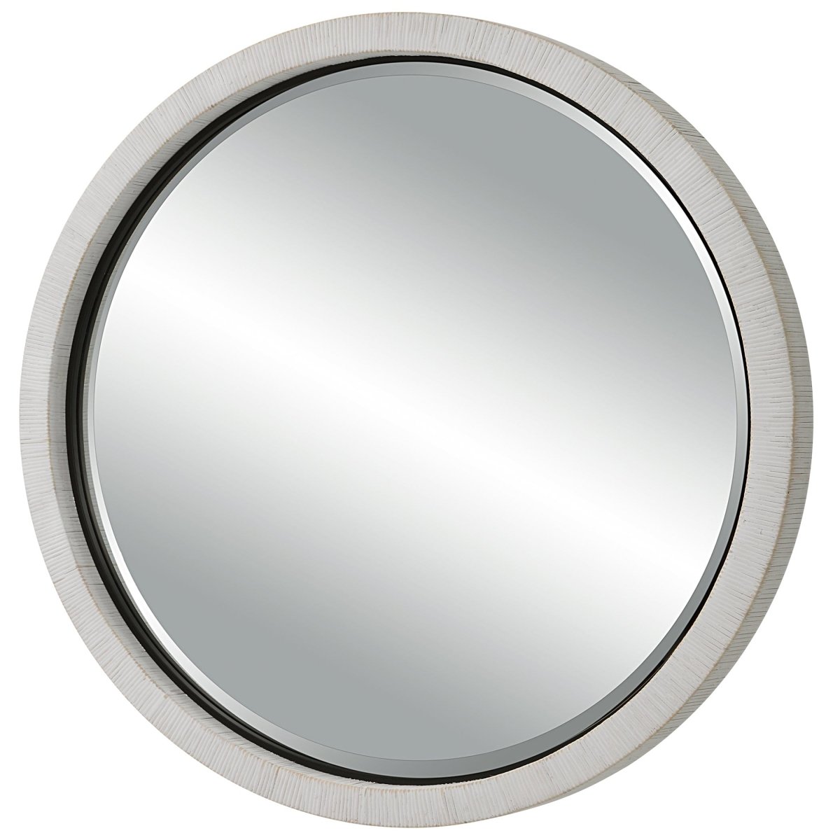 Granada Whitewash Round Mirror - Uttermost - Round Mirrors by Modest Hut