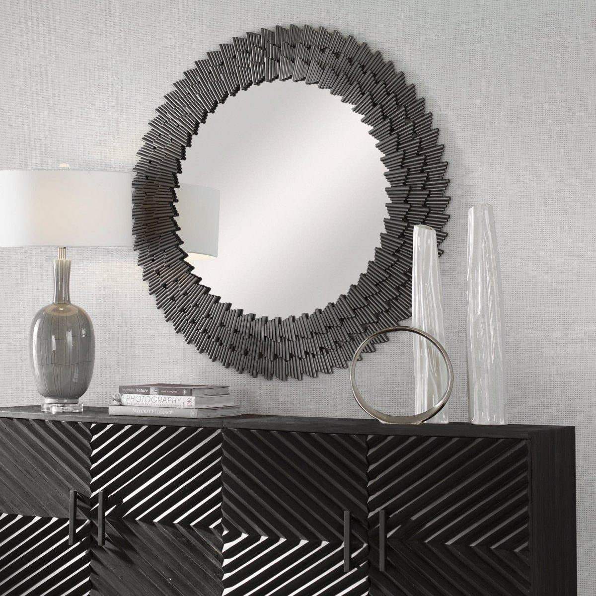 Illusion Modern Round Mirror - Uttermost - Round Mirrors by Modest Hut