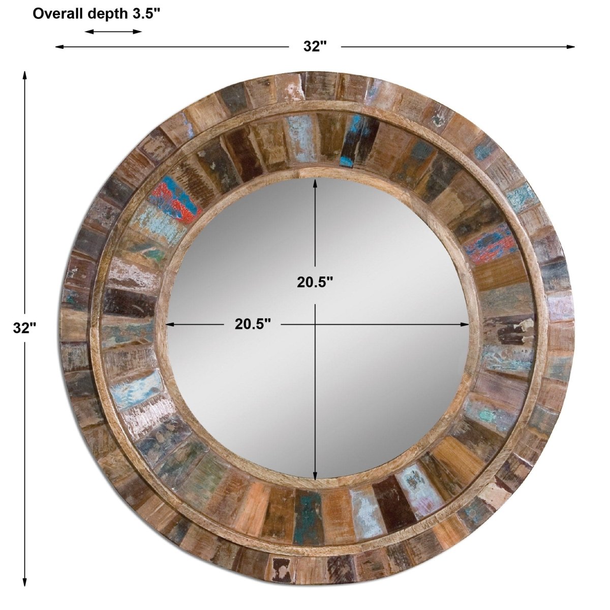 Jeremiah Round Wood Mirror - Uttermost - Round Mirrors by Modest Hut