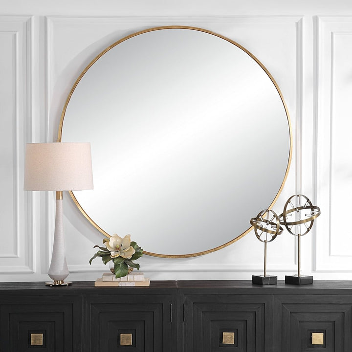Junius Large Gold Round Mirror - Uttermost - Round Mirrors by Modest Hut