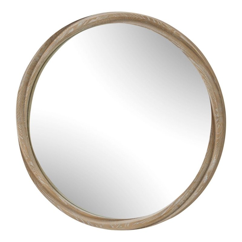 Landry Cerused Wood Round Mirror by Uttermost
