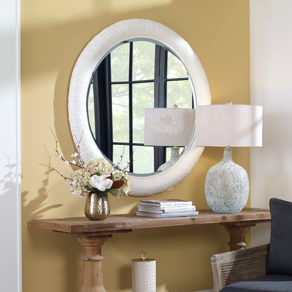 Mariner White Round Mirror - Uttermost - Round Mirrors by Modest Hut