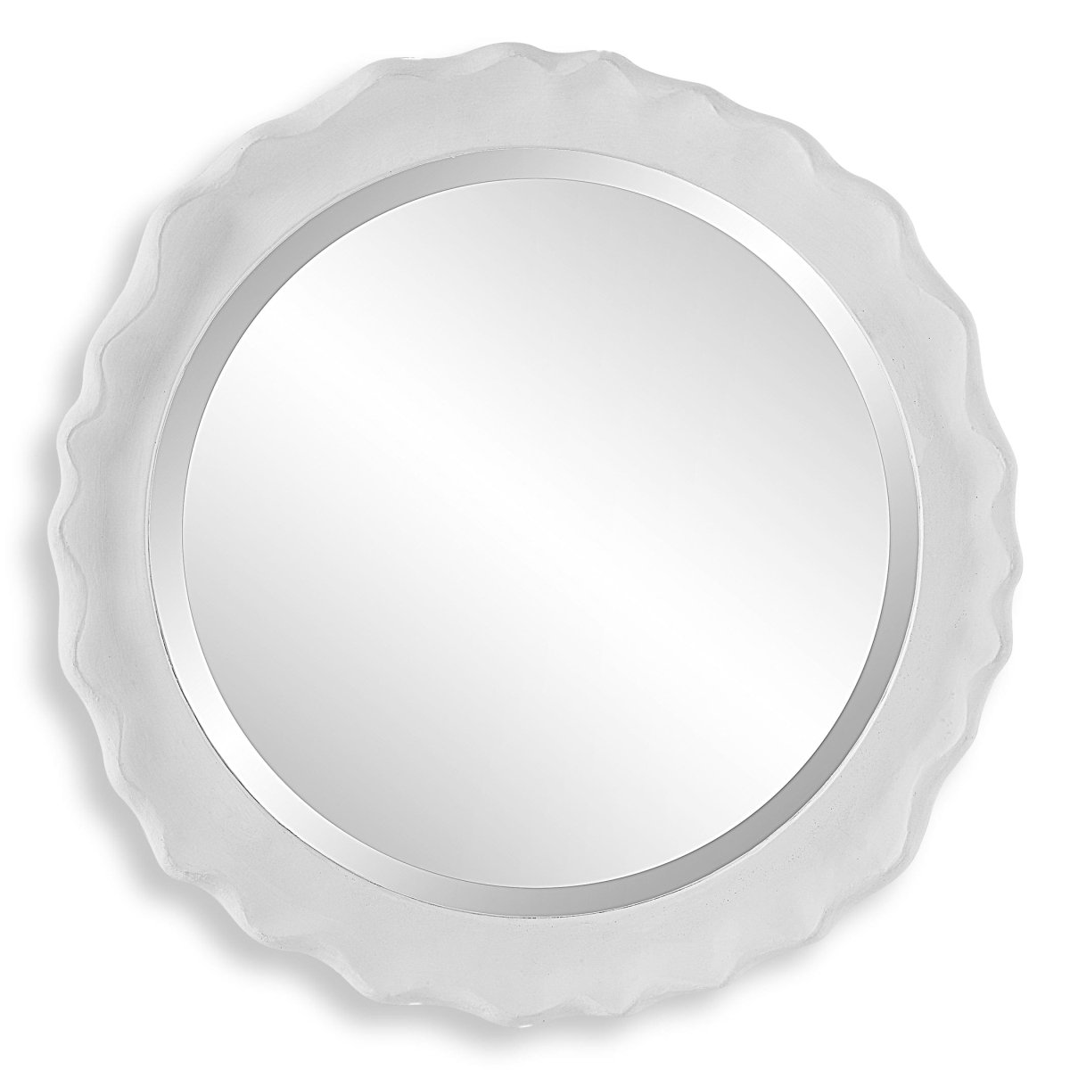 Matte White Finished Round Mirror - Uttermost - Round Mirrors by Modest Hut