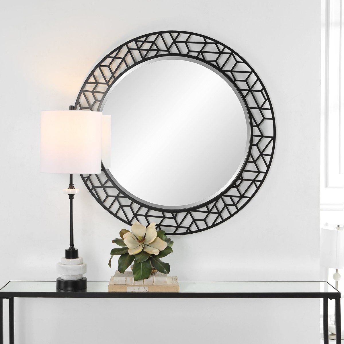 Mosaic Metal Round Mirror - Uttermost - Round Mirrors by Modest Hut