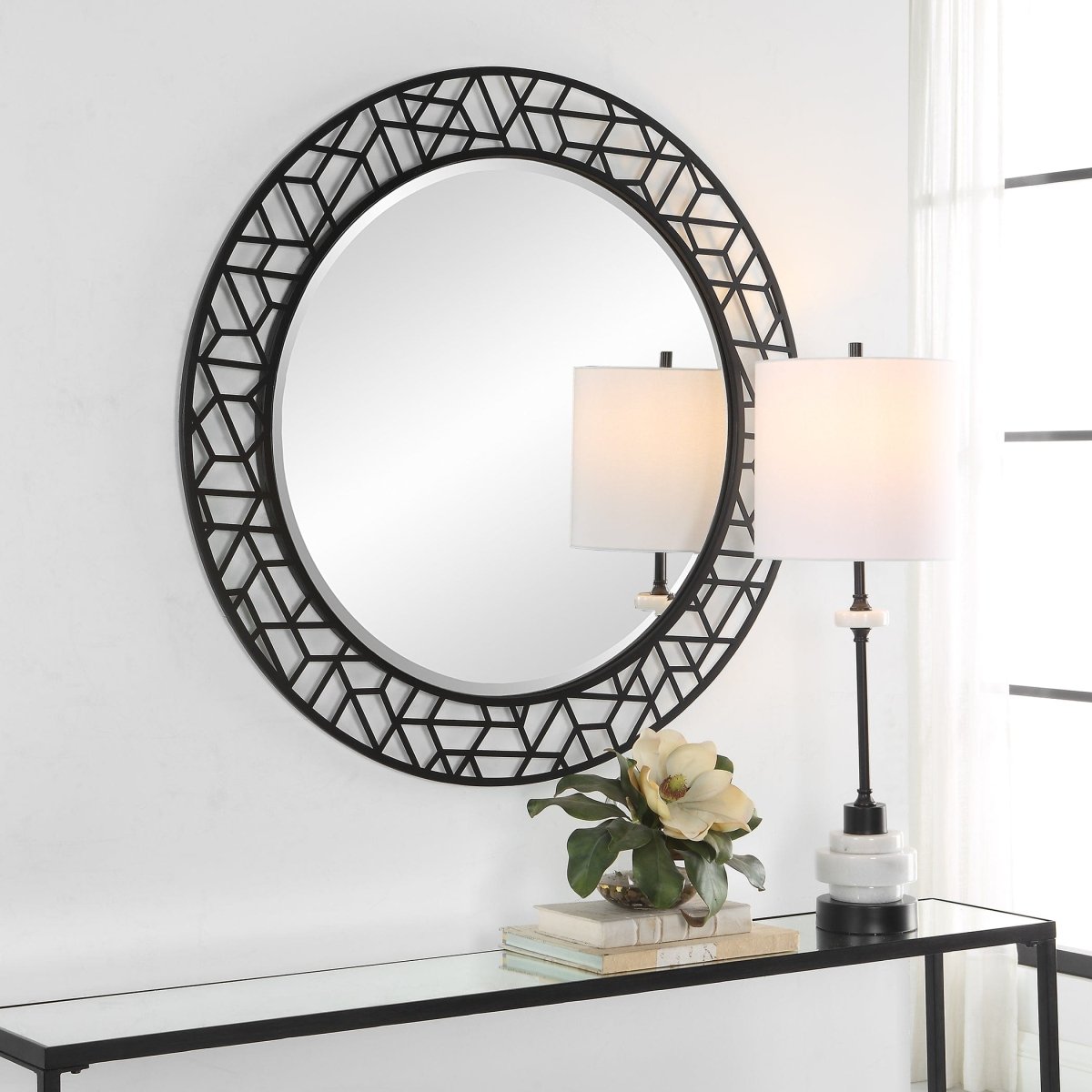 Mosaic Metal Round Mirror - Uttermost - Round Mirrors by Modest Hut