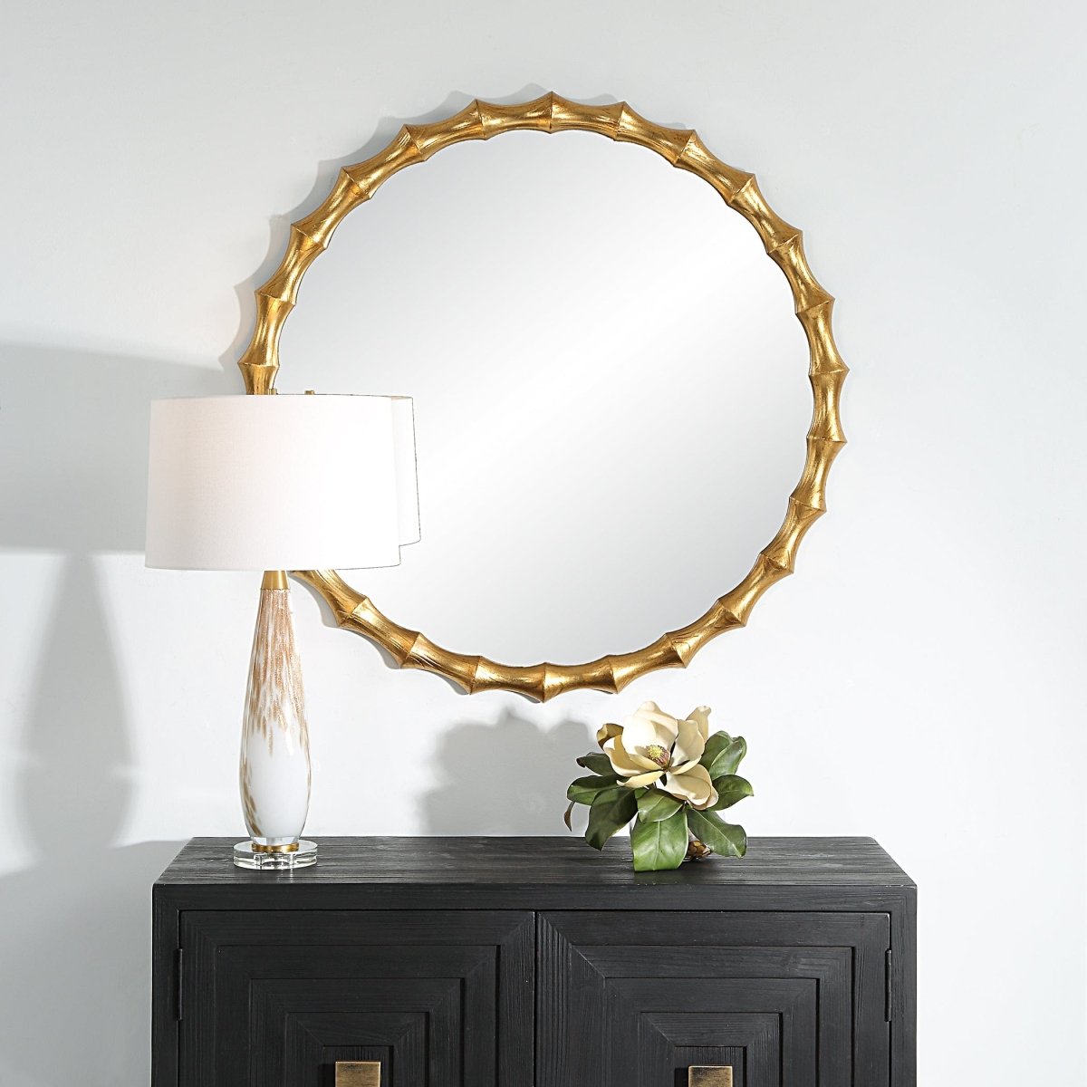 Nacala Round Gold Mirror - Uttermost - Round Mirrors by Modest Hut