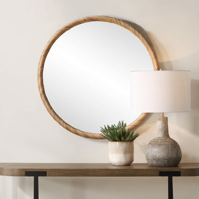 Natural Seagrass Wrapped Frame Mirror - Uttermost - Round Mirrors by Modest Hut