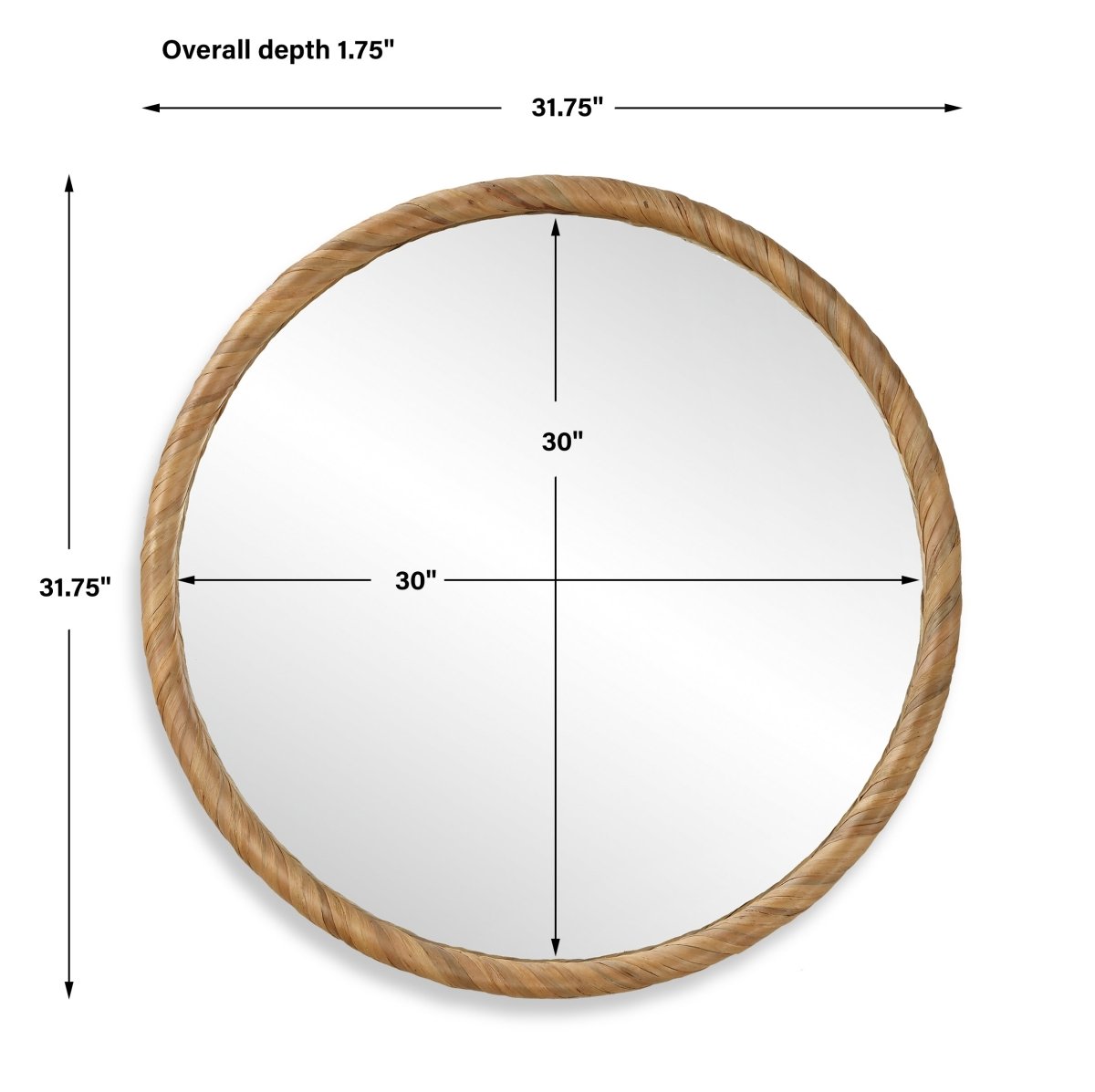 Natural Seagrass Wrapped Frame Mirror - Uttermost - Round Mirrors by Modest Hut