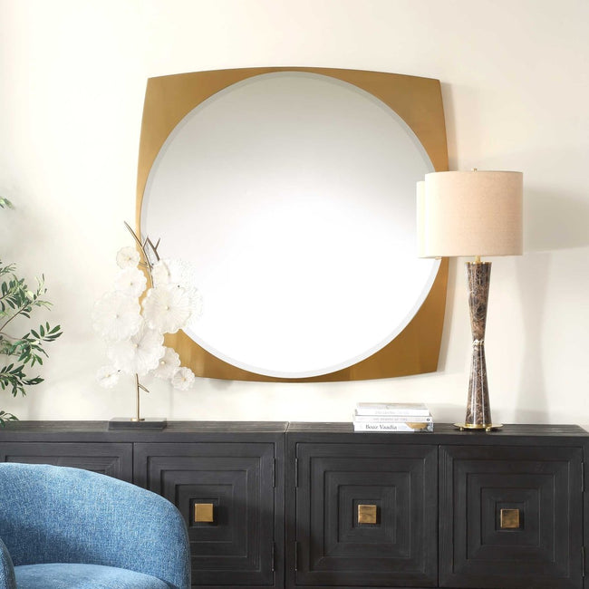 Neilia Round Brass Mirror - Uttermost - Round Mirrors by Modest Hut