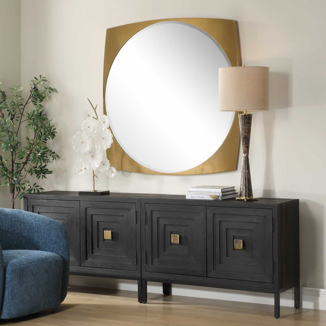 Neilia Round Brass Mirror - Uttermost - Round Mirrors by Modest Hut