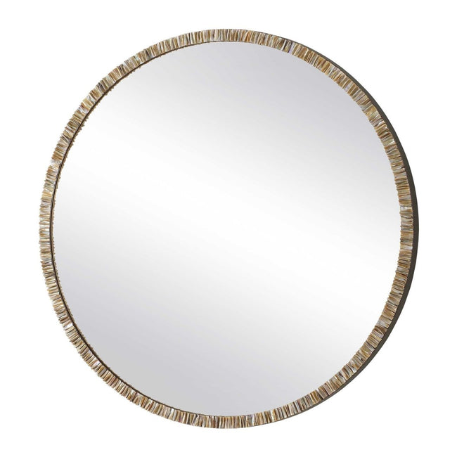 Odeon Shell Inlay Round Mirror - Uttermost - Round Mirrors by Modest Hut