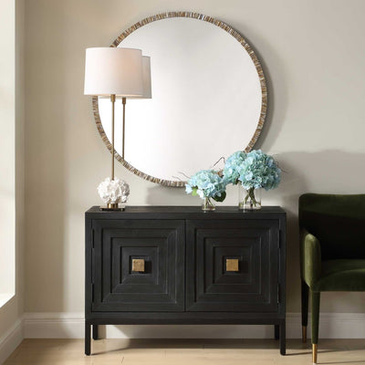 Odeon Shell Inlay Round Mirror - Uttermost - Round Mirrors by Modest Hut