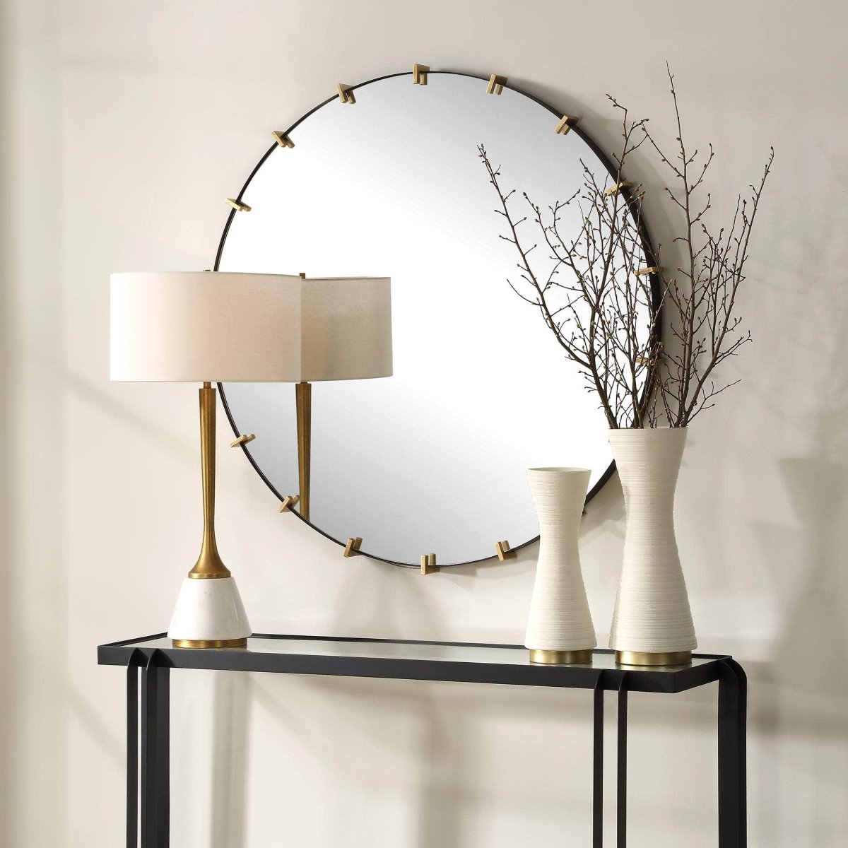 Pali Industrial Round Mirror - Uttermost - Round Mirrors by Modest Hut