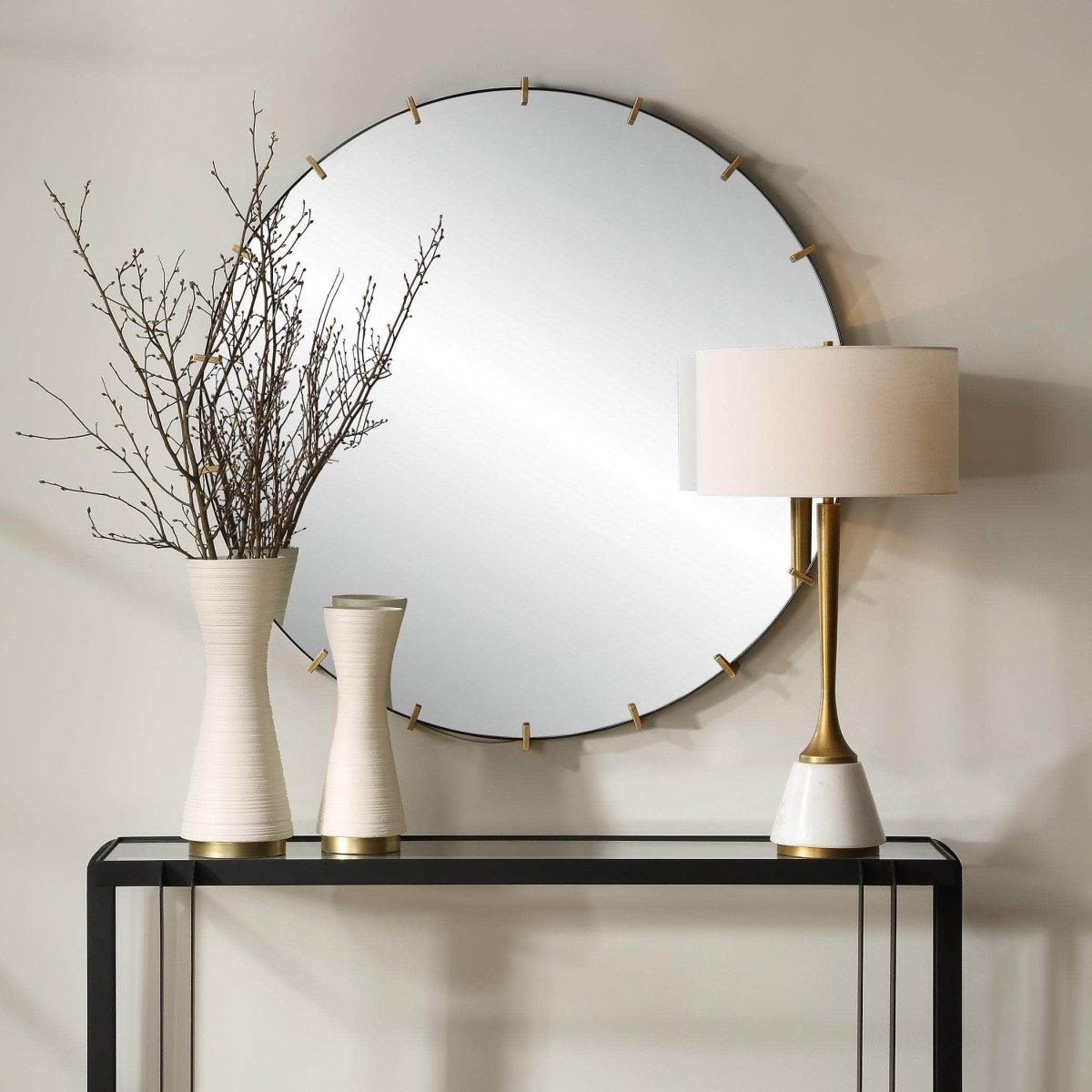 Pali Industrial Round Mirror - Uttermost - Round Mirrors by Modest Hut