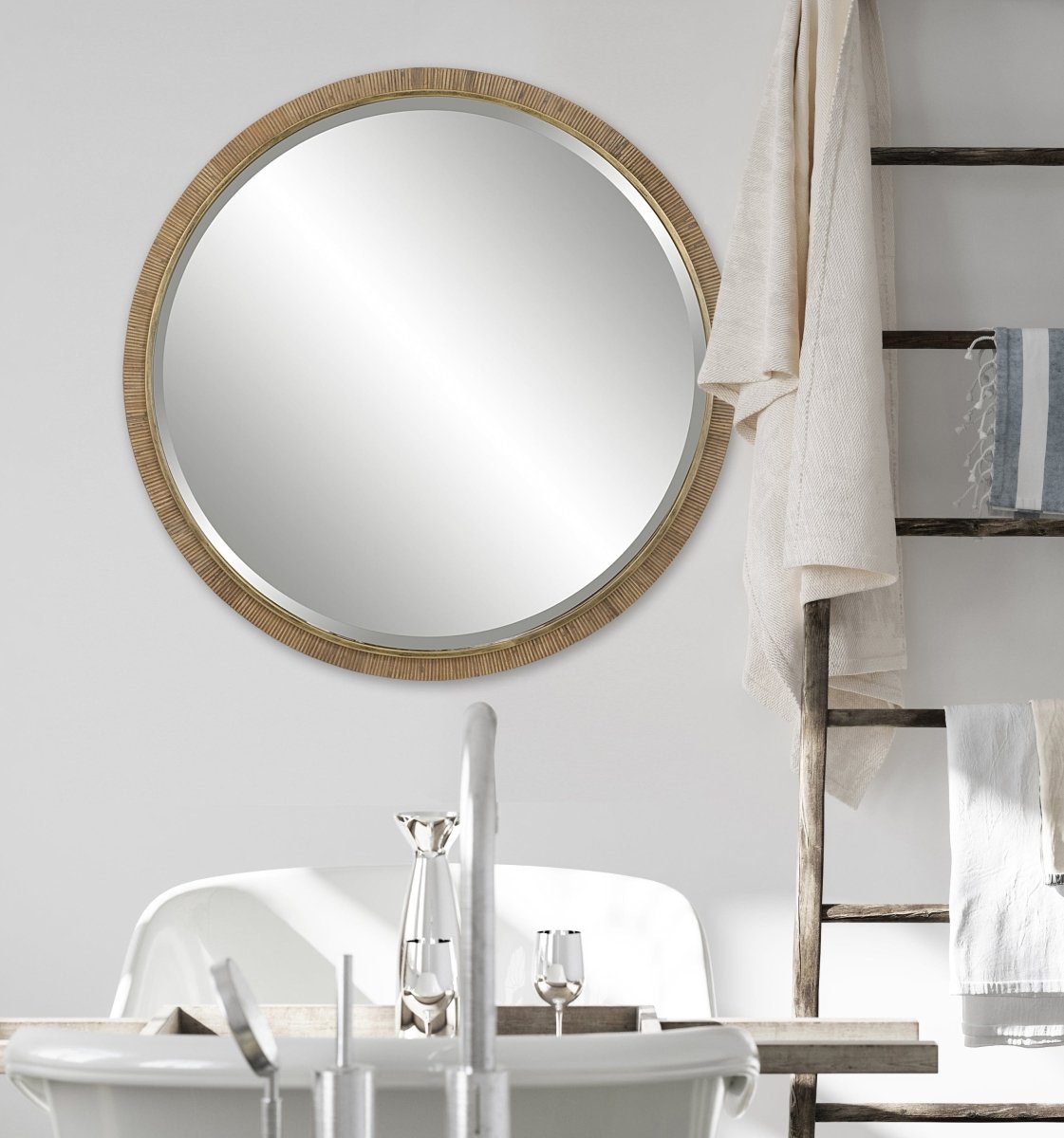 Paradise Round Rattan Mirror - Uttermost - Round Mirrors by Modest Hut