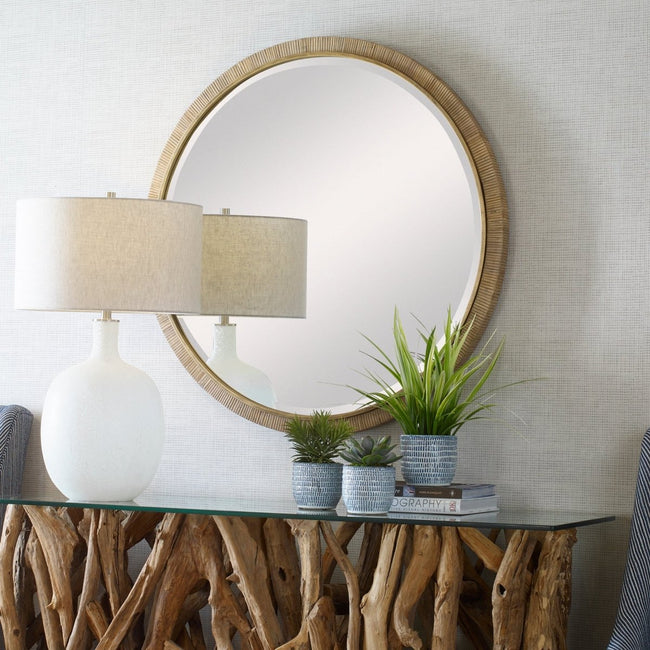 Paradise Round Rattan Mirror - Uttermost - Round Mirrors by Modest Hut