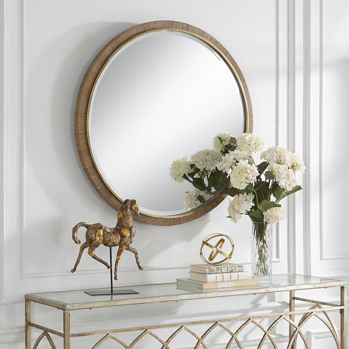 Paradise Round Rattan Mirror - Uttermost - Round Mirrors by Modest Hut