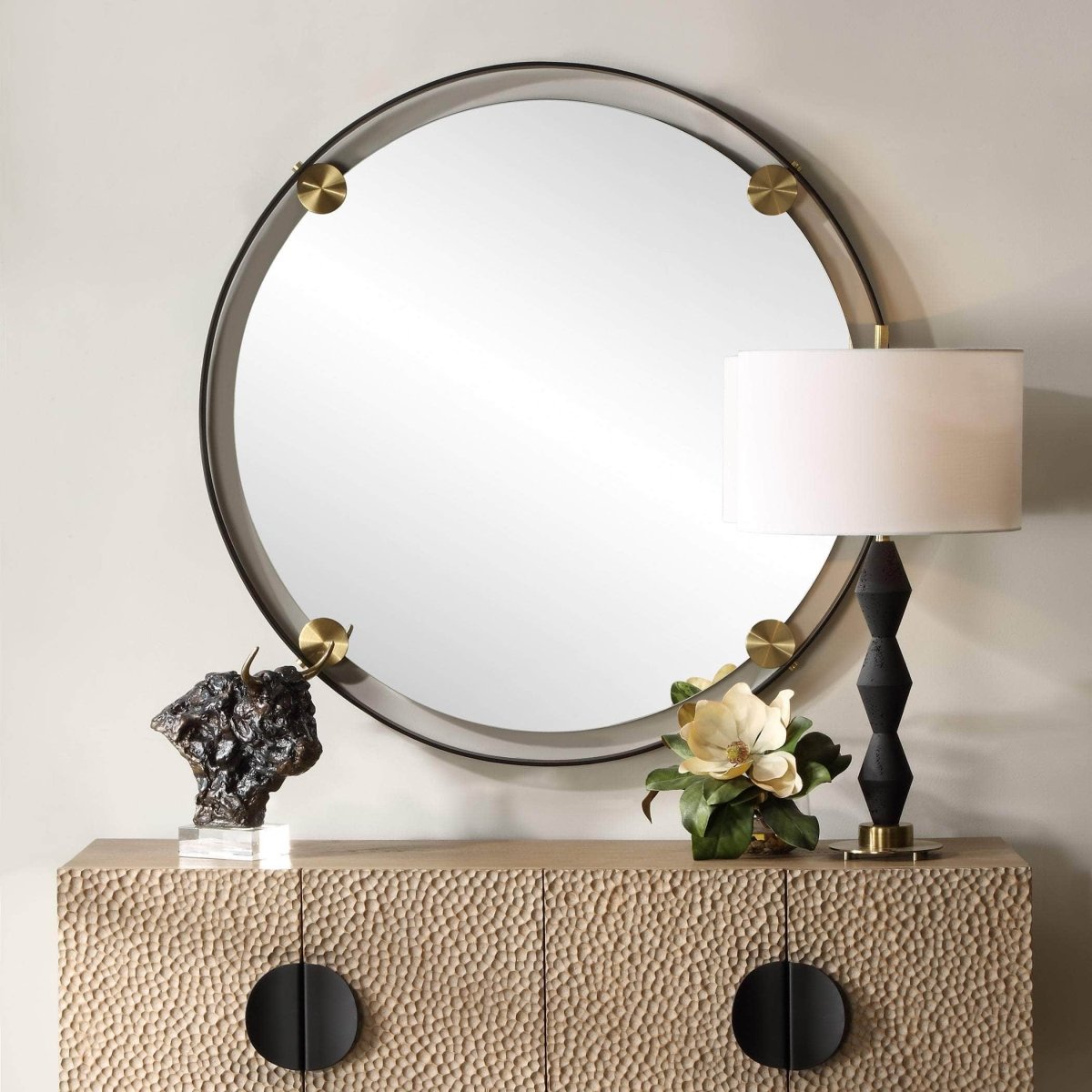 Radius Round Bronze Iron Mirror - Uttermost - Round Mirrors by Modest Hut