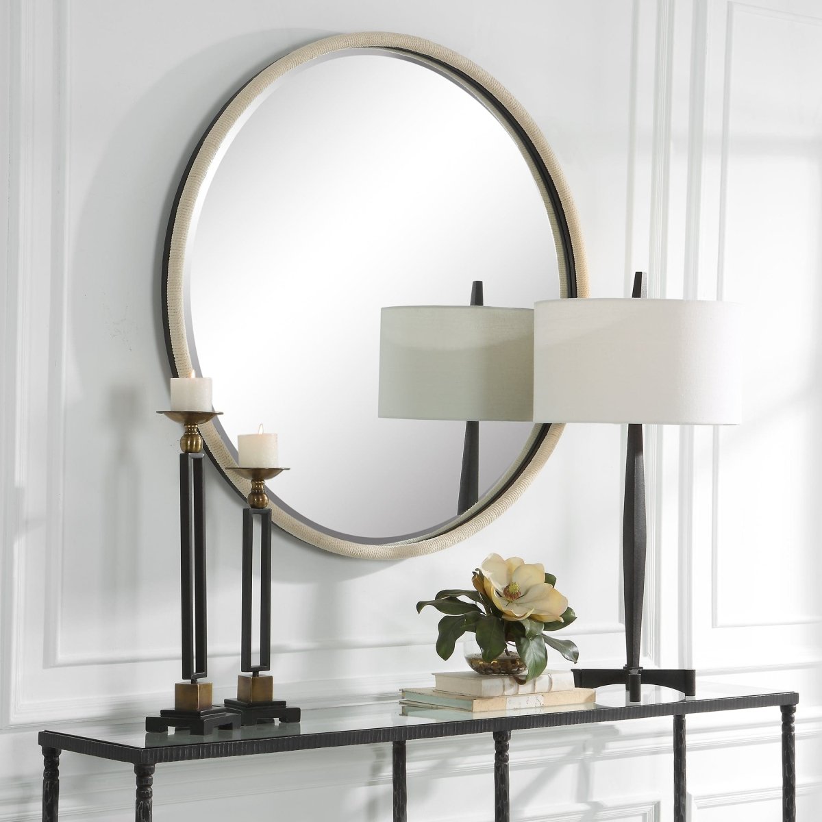 Ranchero White Round Mirror - Uttermost - Round Mirrors by Modest Hut