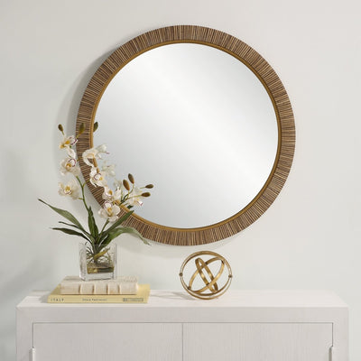 Real Rattan Look Round Mirror - Uttermost - Round Mirrors by Modest Hut