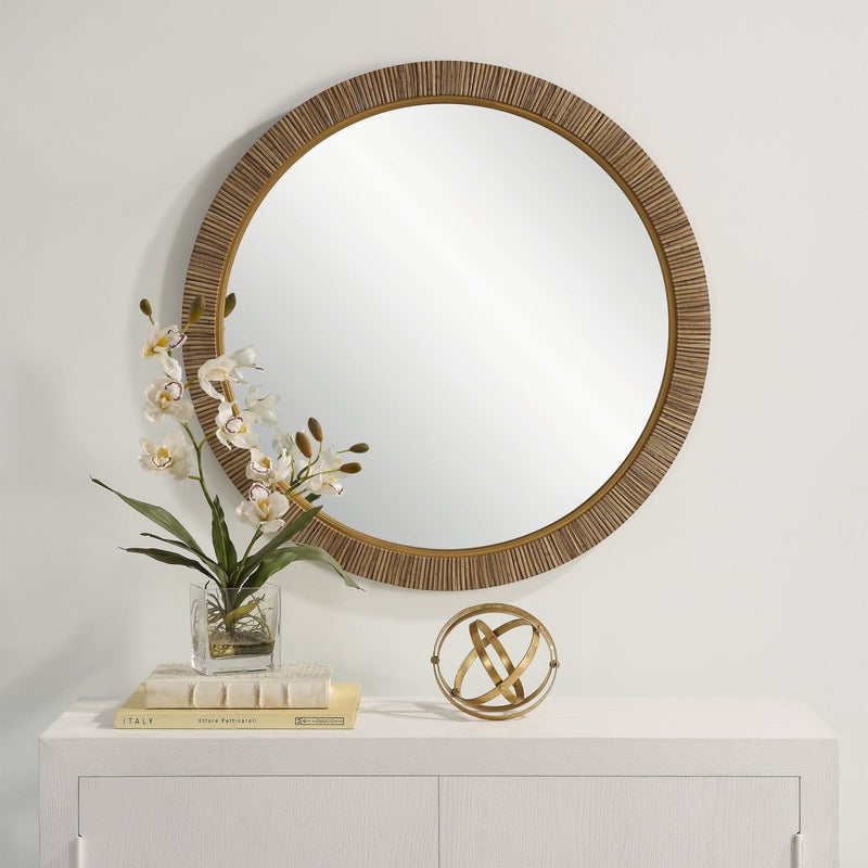 Real Rattan Look Round Mirror - Uttermost - Round Mirrors by Modest Hut