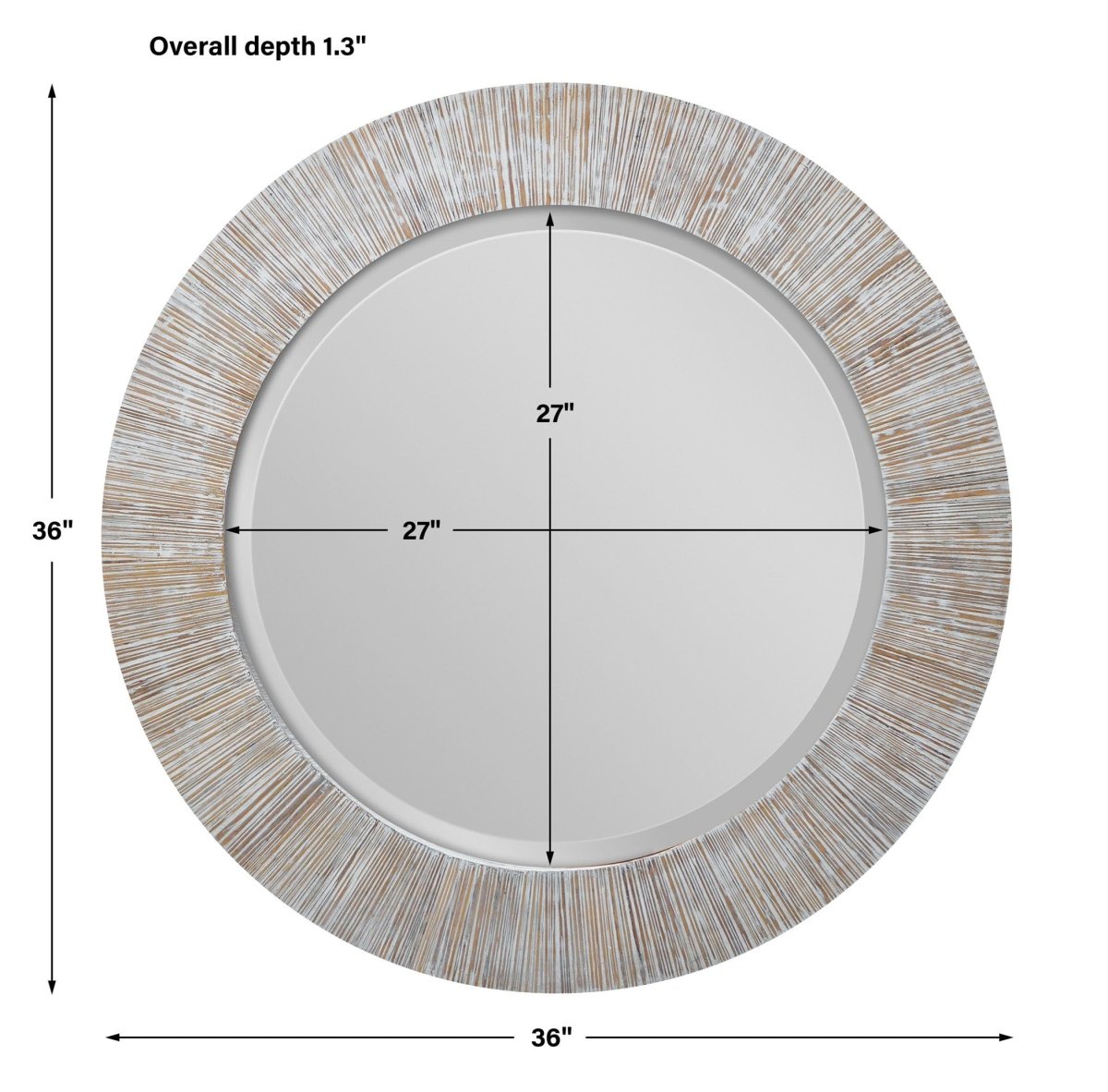 Repose Whitewash Round Mirror - Uttermost - Round Mirrors by Modest Hut